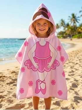 Kids Ballerina Patterned Hoodie Towel